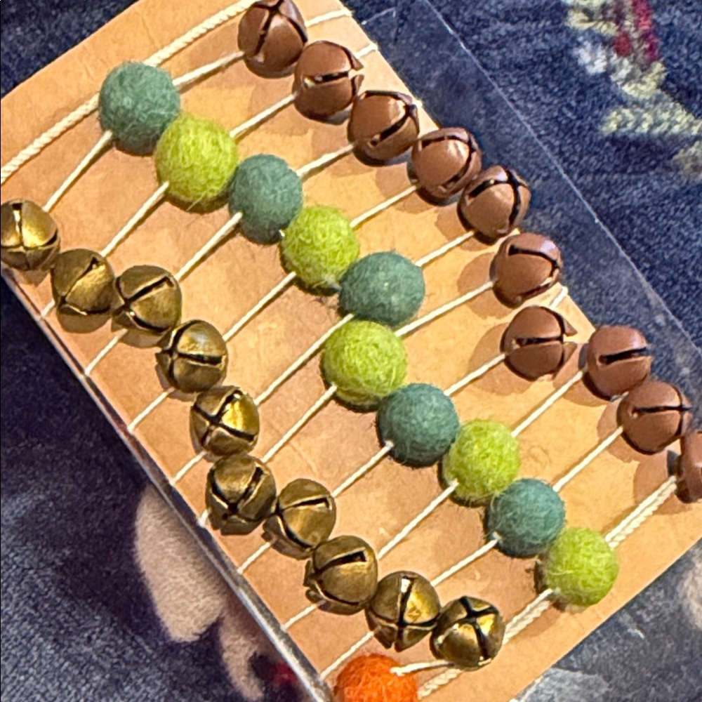 Creative Co-Op Multicolor Felt Ball and Bell Garland